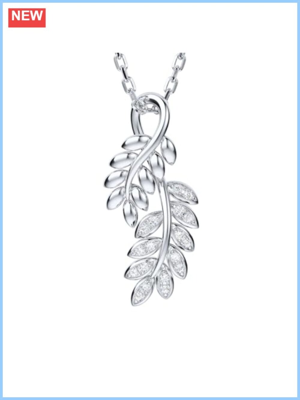 Moissanite Sterling Silver Leaves Pendant Necklace Adjustable 18-20 In